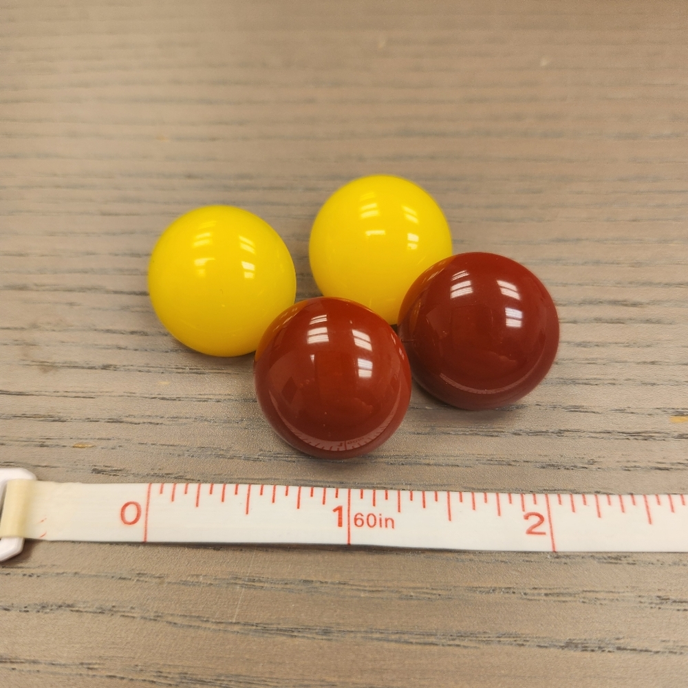 Yellow and cherry red stud earrings